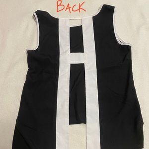 Liberty Love sleeveless black and white blouse with open back (size Medium)